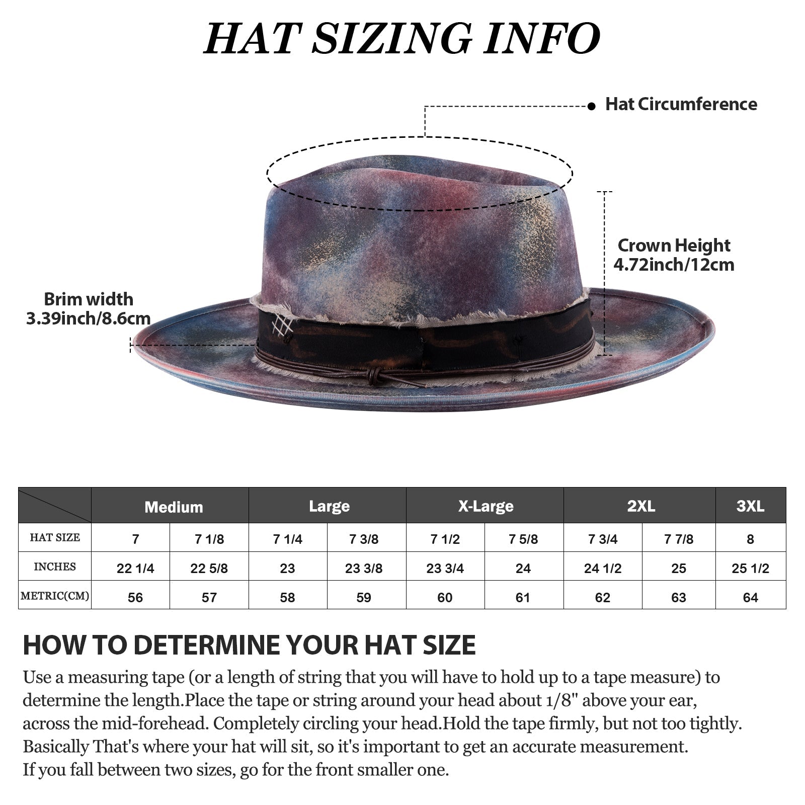 Multicolor Distressed Old Fashion Fedora Hat - Ruediger Hats
