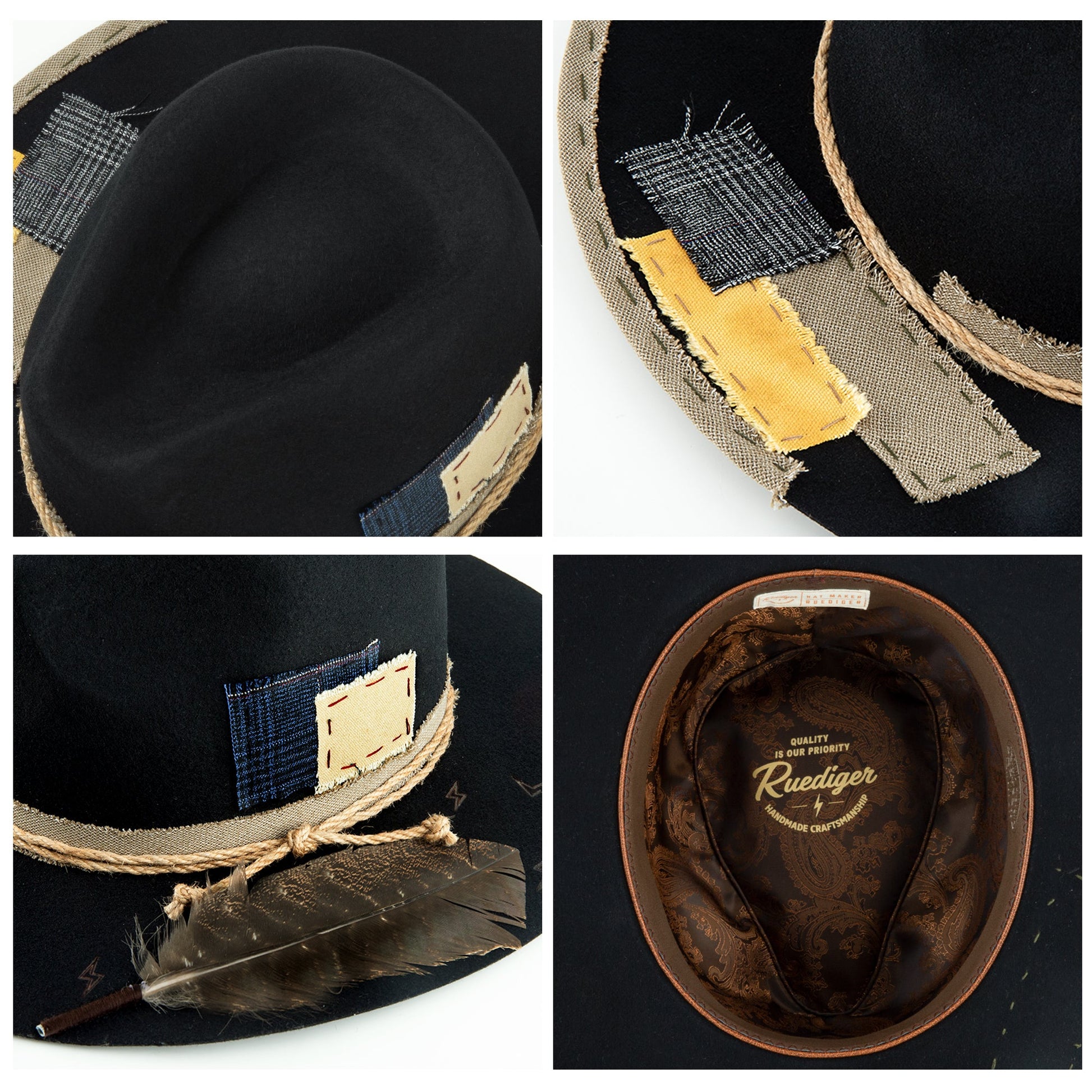 Vintage Leathery Felt Fedora Hat - Ruediger Hats