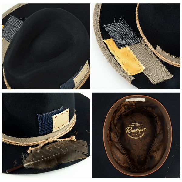 Vintage Leathery Felt Fedora Hat - Ruediger Hats