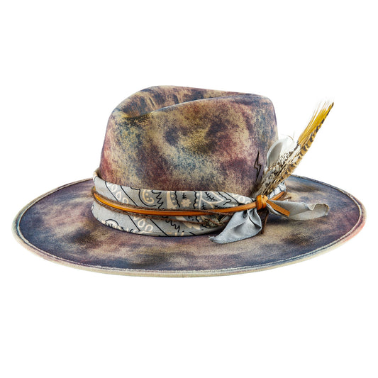 Wide Brim Fedora Felt Feathery Hat - Ruediger Hats