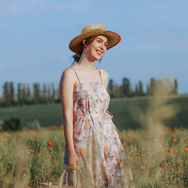 Wide Brim Knots Straw Hat with Strap - Ruediger Hats