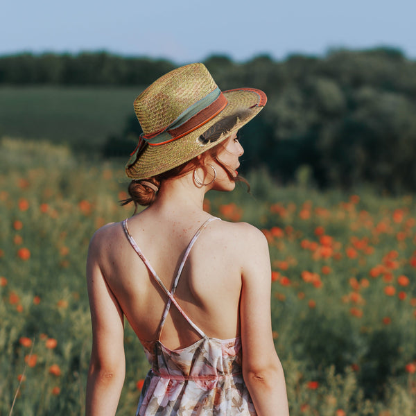 Wide Brim Knots Straw Hat with Strap - Ruediger Hats