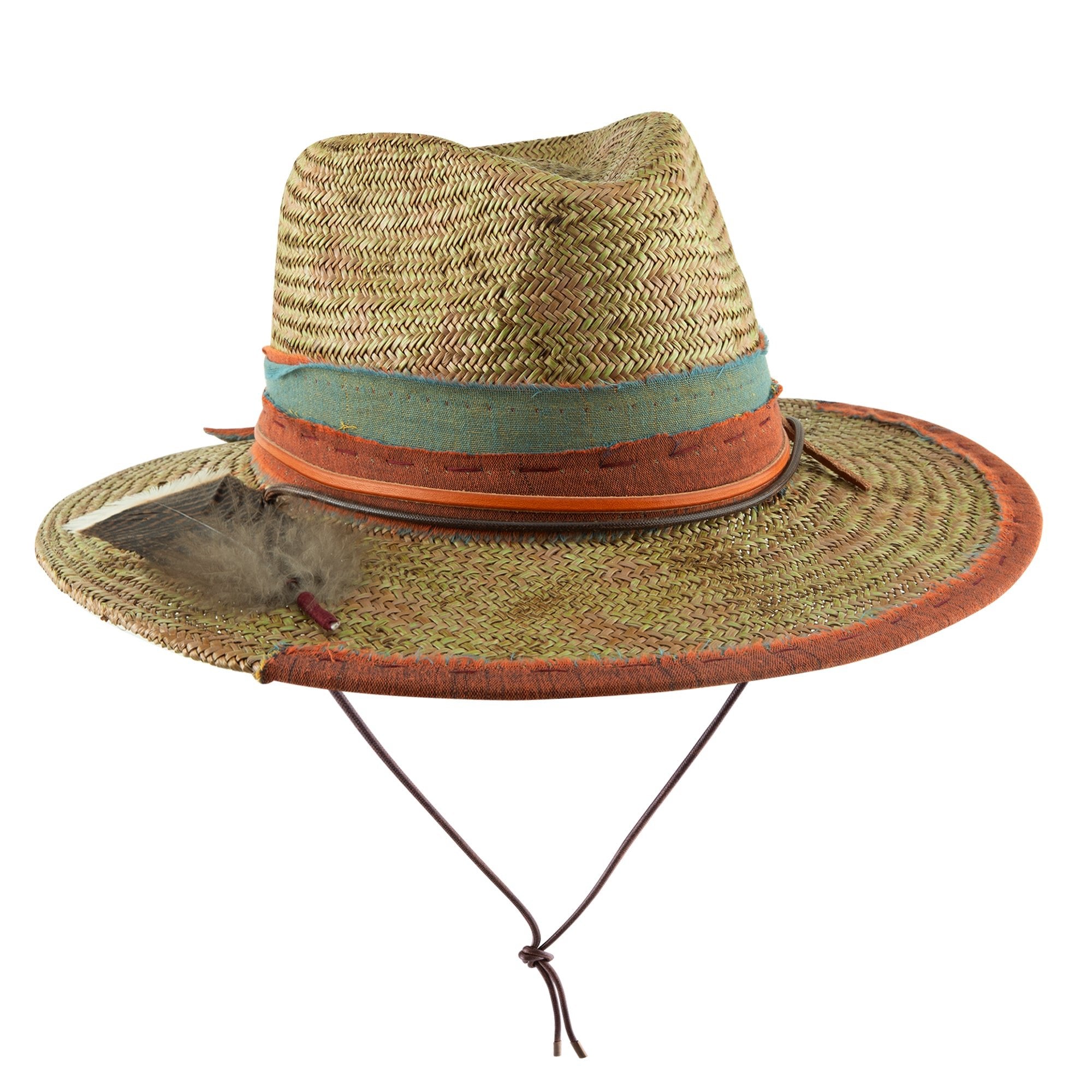 Wide Brim Knots Straw Hat with Strap Ruediger Hats